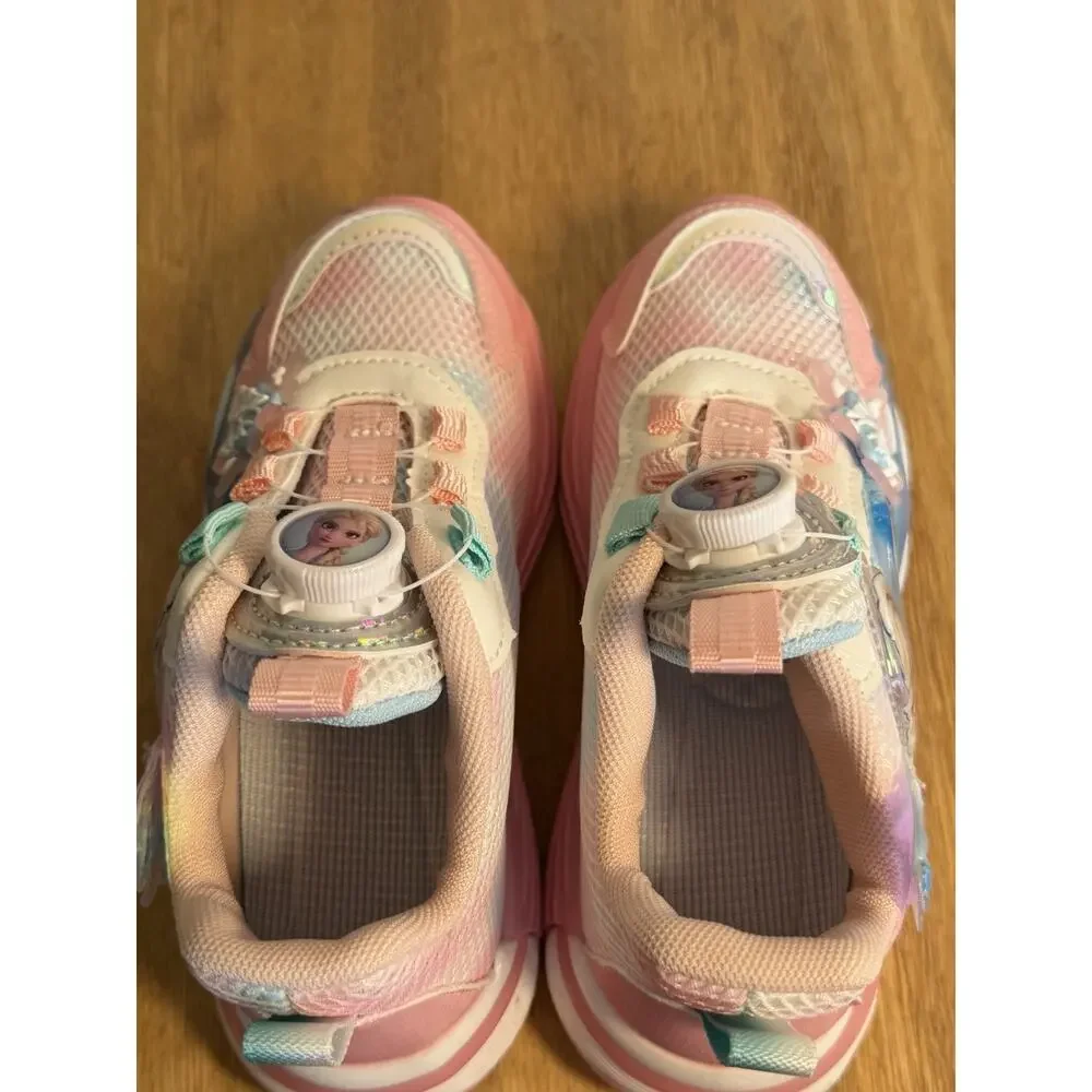 Disney Frozen Elsa Girls Sneakers Dial Lace Light Up Pink Size EU 32 New